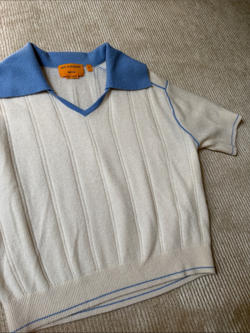 Guest In Residence Knitters Pele Cashmere Sweater V Neck Short Sleeve Tee Size S - Picture 3 of 11